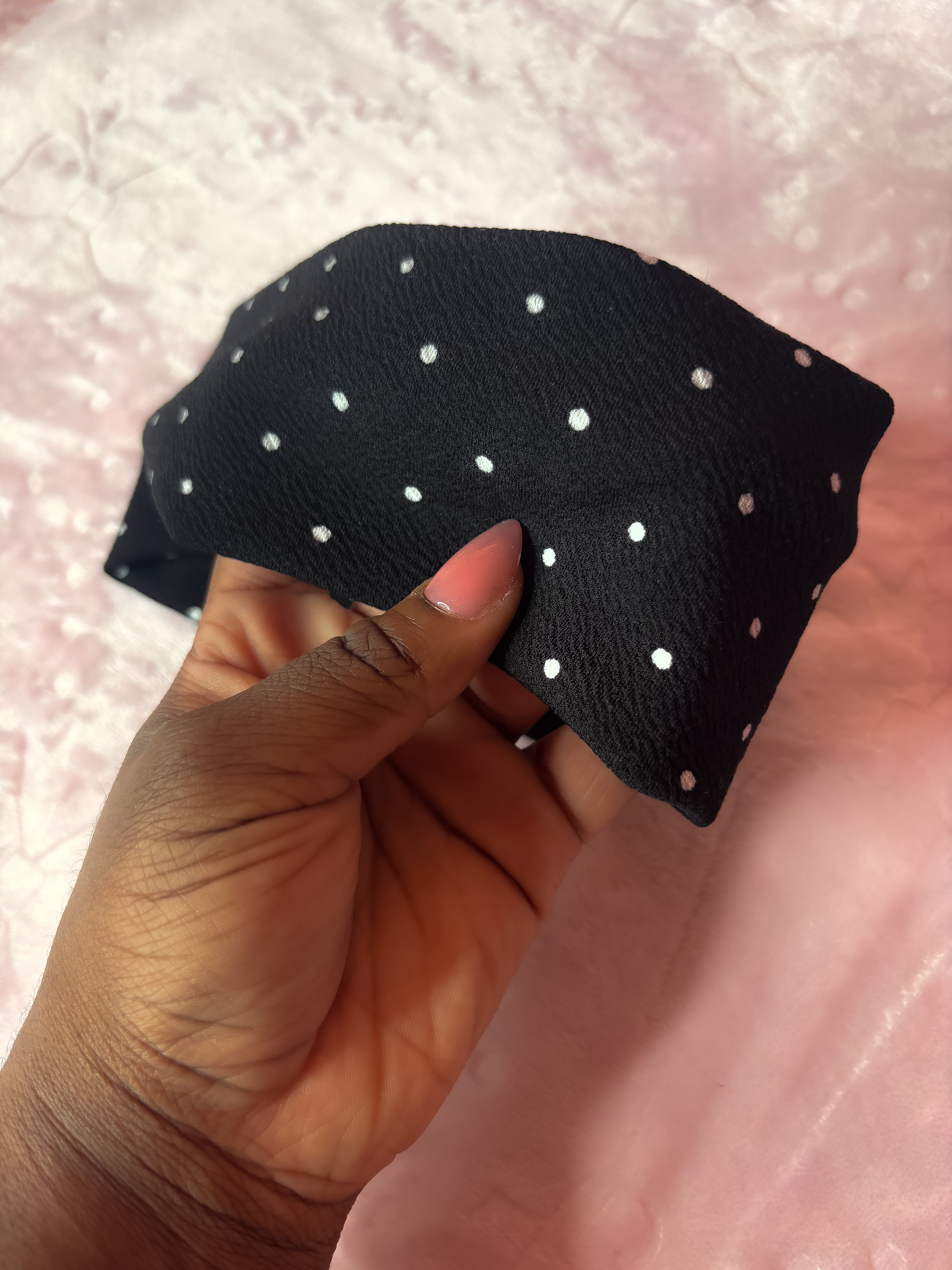 Black and white polka dot headband