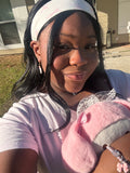 Pink bow print soft headband