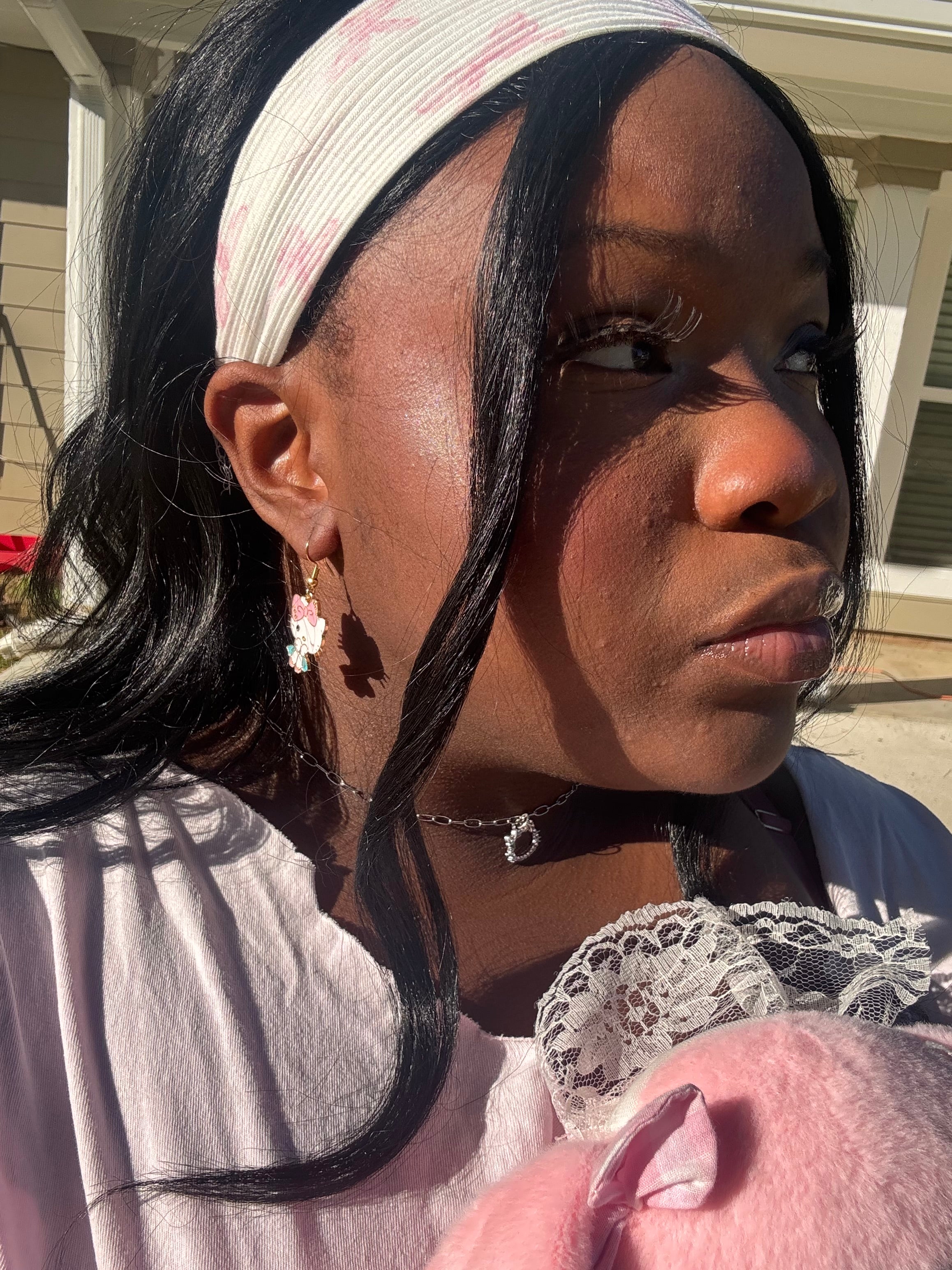 Pink bow print soft headband