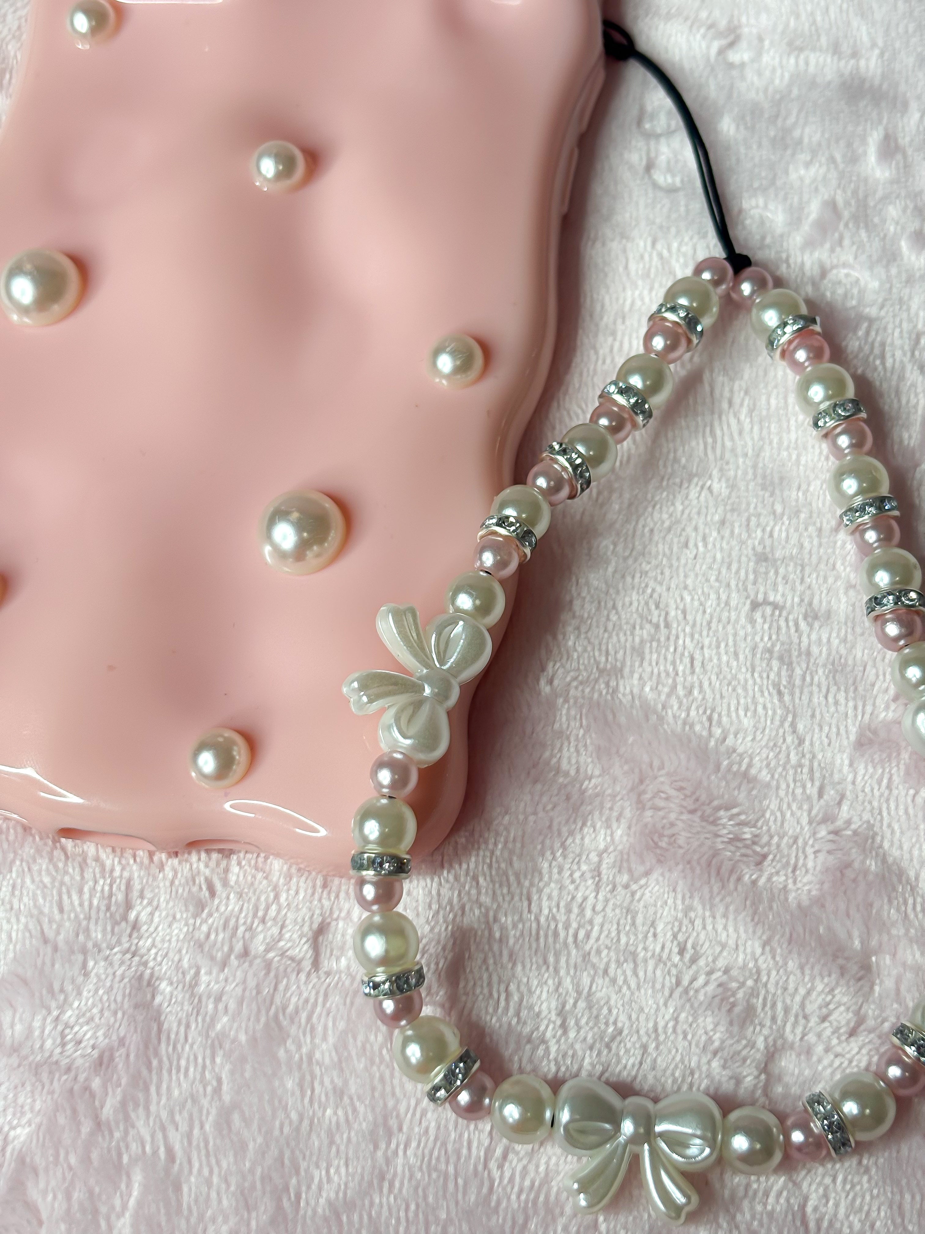Bows & Pearls Wristlet Phone Charm/Strap