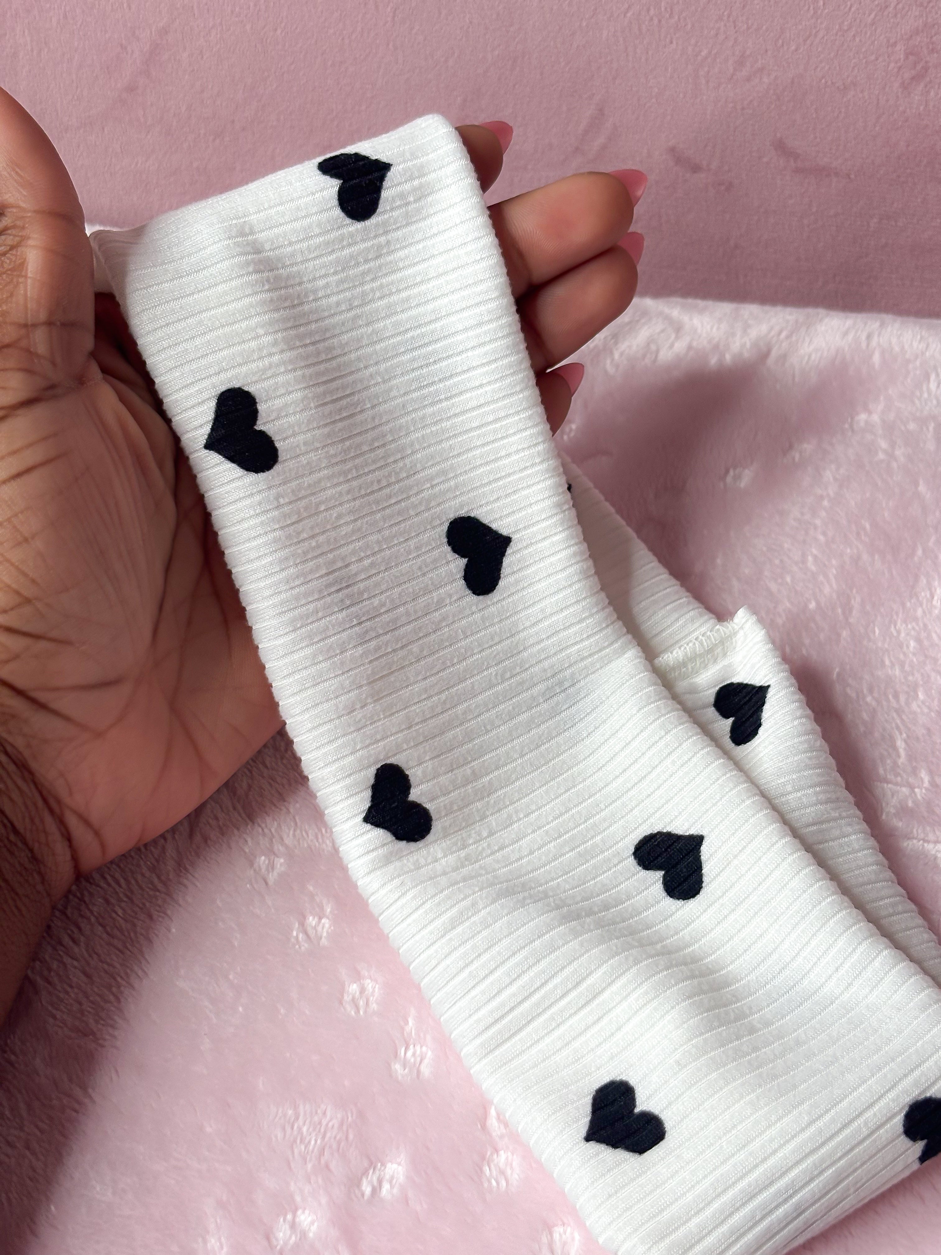 Black and White heart print soft headband