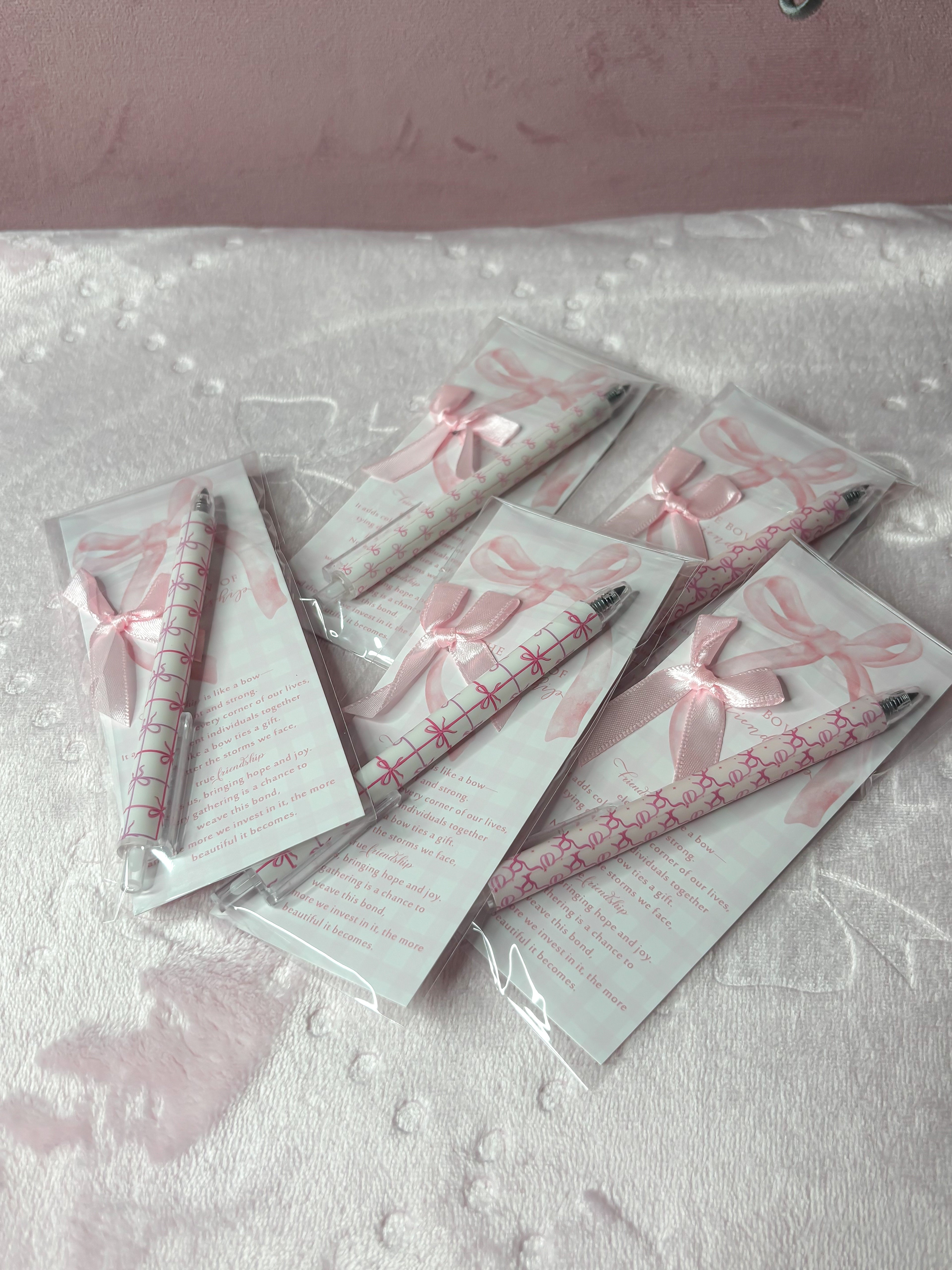 Soft girl bow themed bookmark and pencil