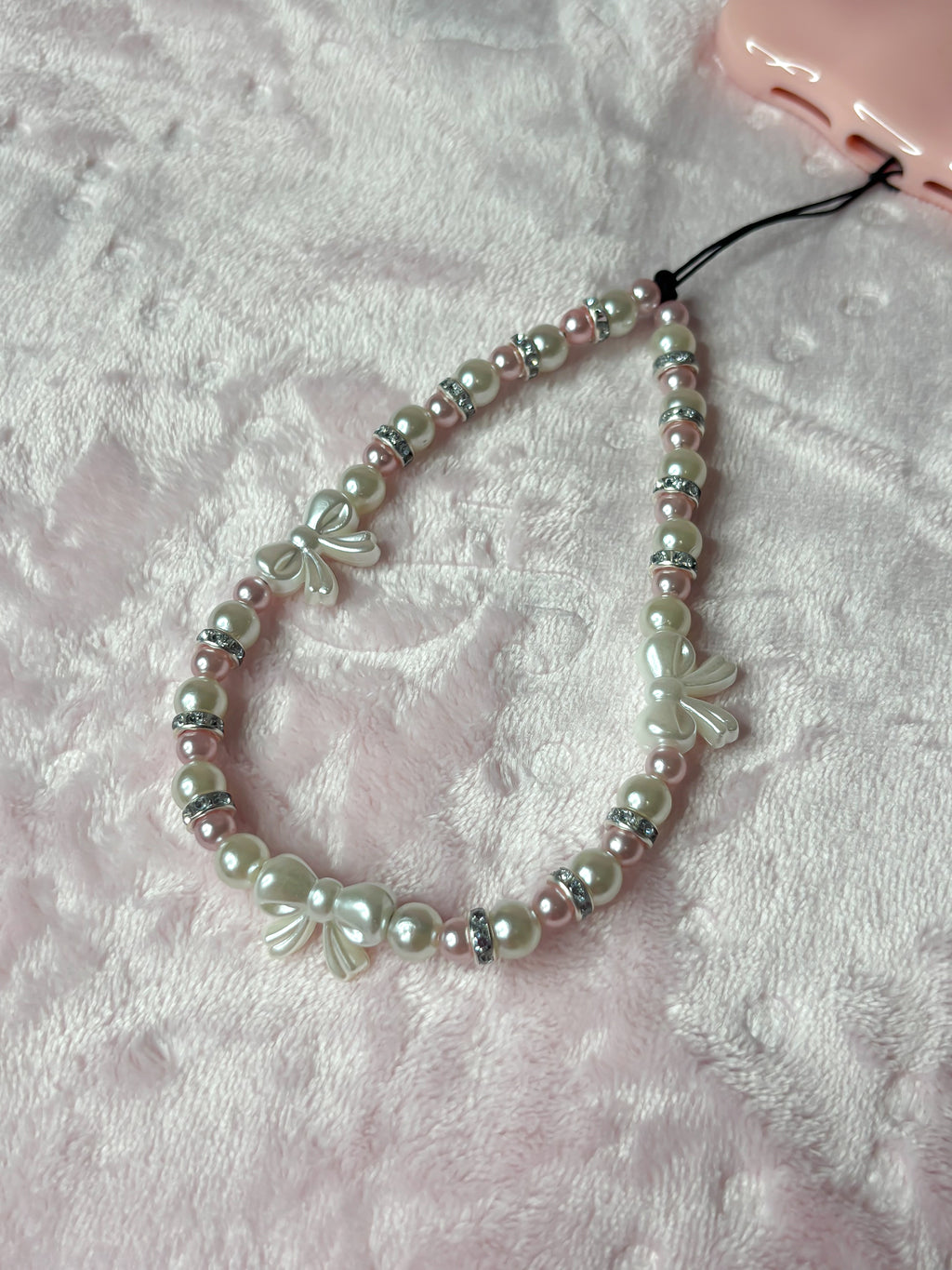 Bows & Pearls Wristlet Phone Charm/Strap