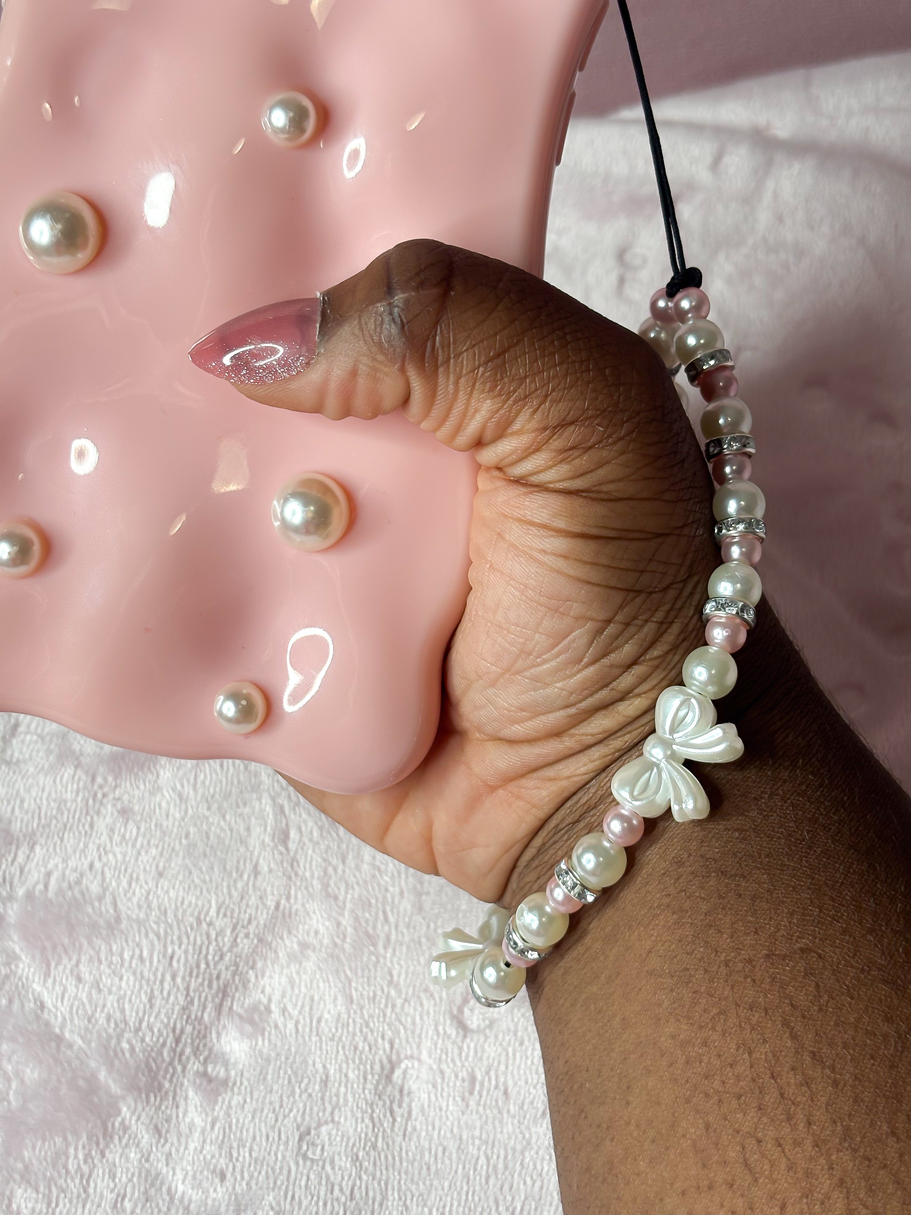 Bows & Pearls Wristlet Phone Charm/Strap