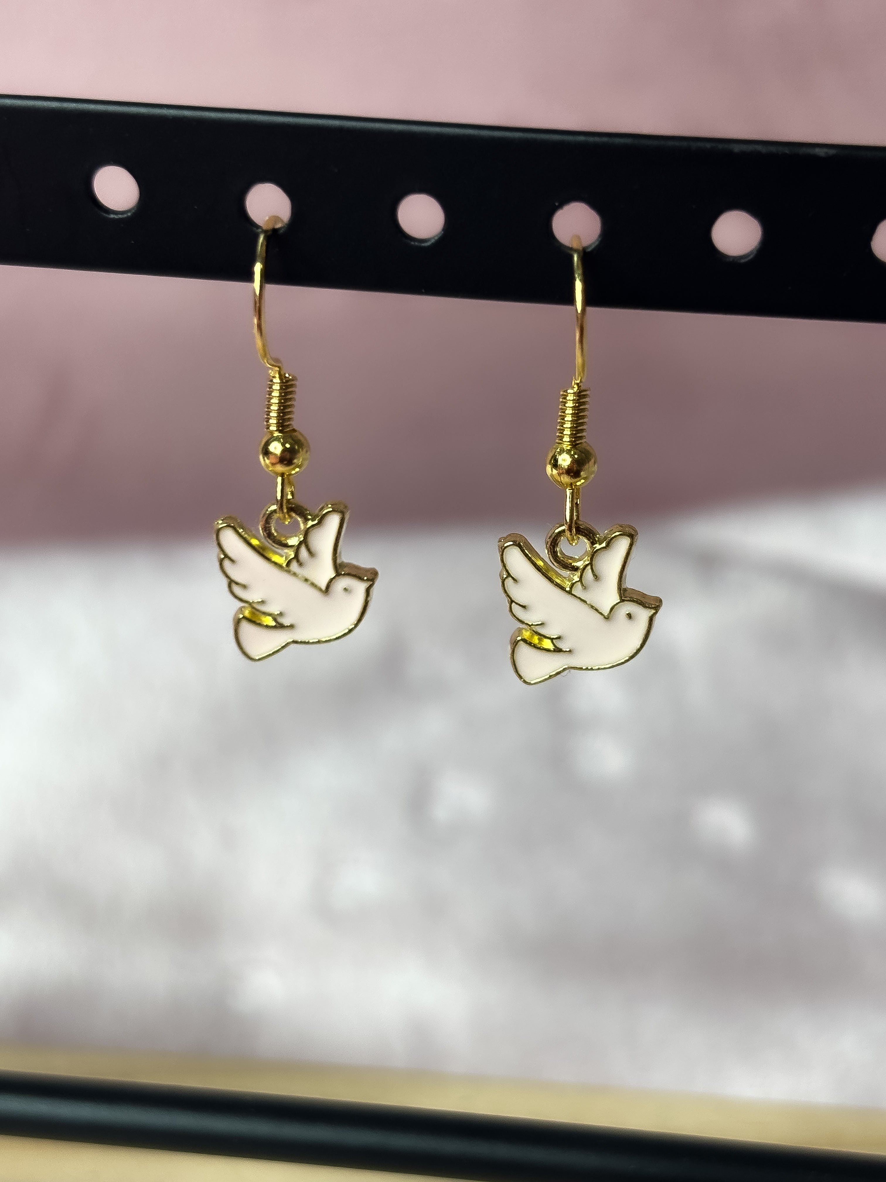 Cute pink dove earrings